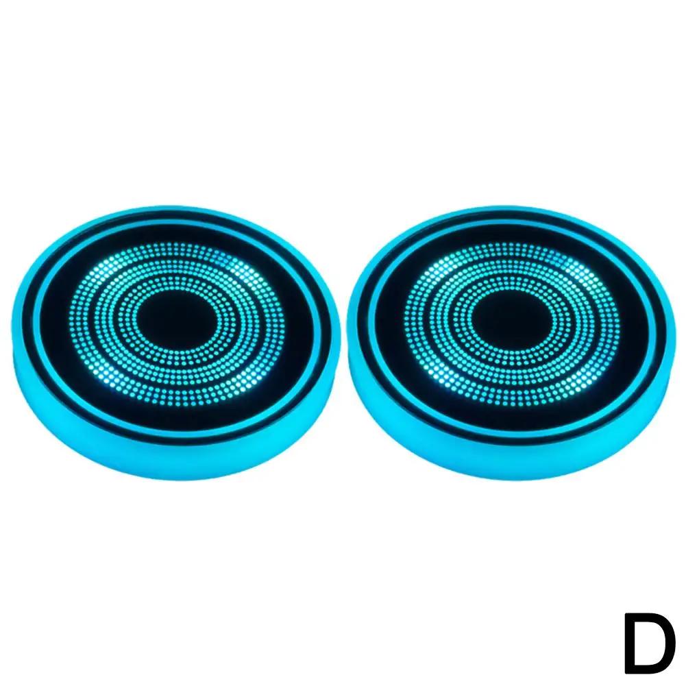 2PCS 7 Color Car LED Luminous Water Coaster Car Cup Holder Interior Decoration Atmosphere Non-slip Coaster Light Mat Bottle I6O4