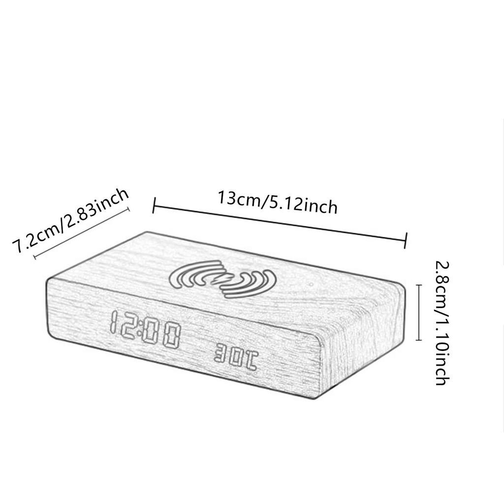 Alarm Clock with Wireless Charging Three Brightness Adjustment LED Display Multipurpose for Apartment Bedroom Gift Decor Desk