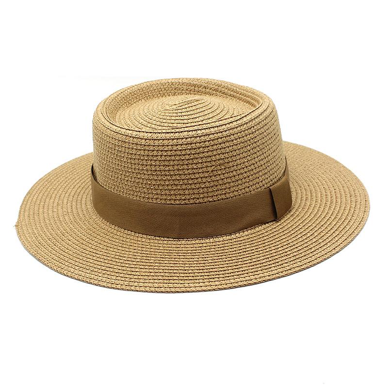 20 Color Summer Beach Sun Hats For Women Man Foldable Round Flat Top Big Brim Straw Hat Solid Color Outdoor Holiday Visor Caps