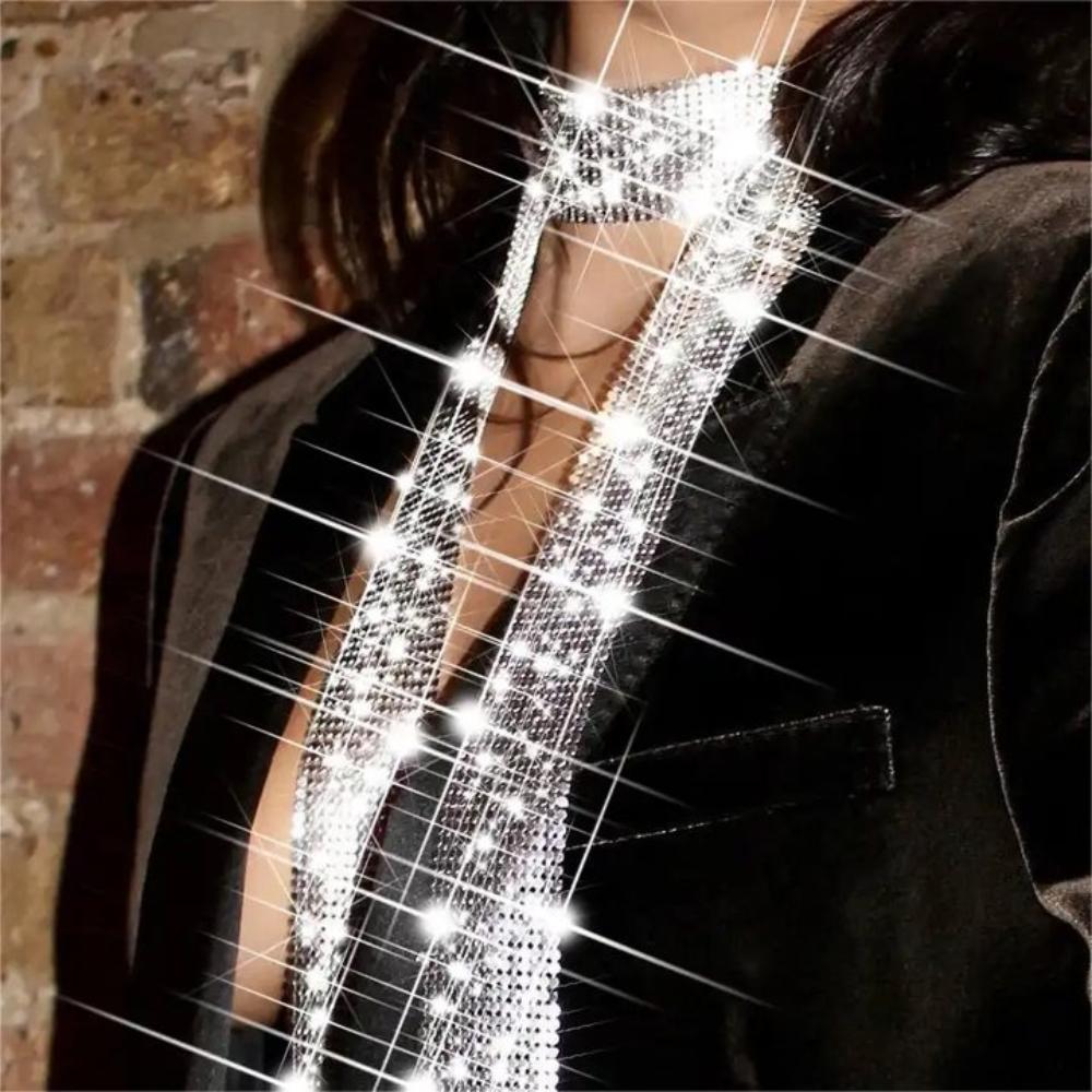 

Aesthetic Slender Scarf Metal Bling Neckerchief Cool Sequin Scarf Party золотий