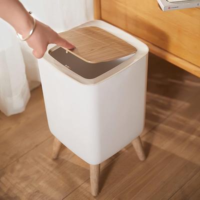 [Niedlicher Mülleimer] Quadratischer Plastikmülleimer mit Deckel und Knopf | Geruchsdicht, Leicht zu reinigen und zu verwenden, Ideal für Schlafzimmer, Wohnzimmer, Büro und Küche