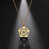 Cazador Pentagram Pentagonal Pendant Necklace for Women Heart Star Geometric Stainless Steel Chain Necklaces Jewelry Wholesale
