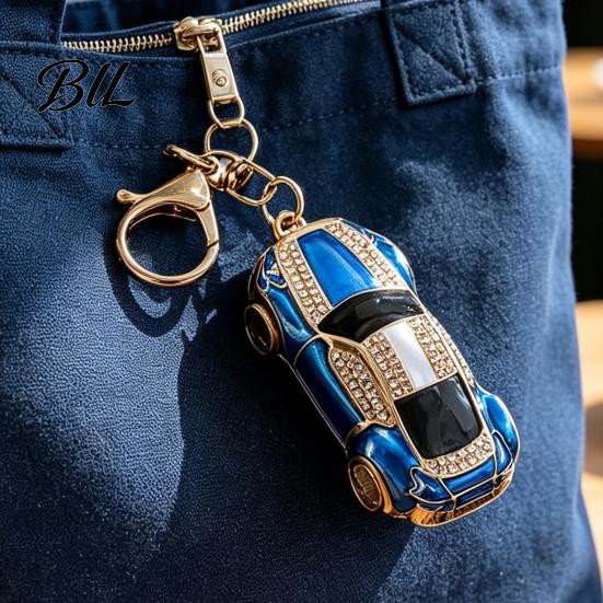 Sparkling Car Key Accessory Sports Keychain with Rhinestones, Durable Zinc Alloy Decorative Holder Stylish Pendant, Compact Ring for Backpacks