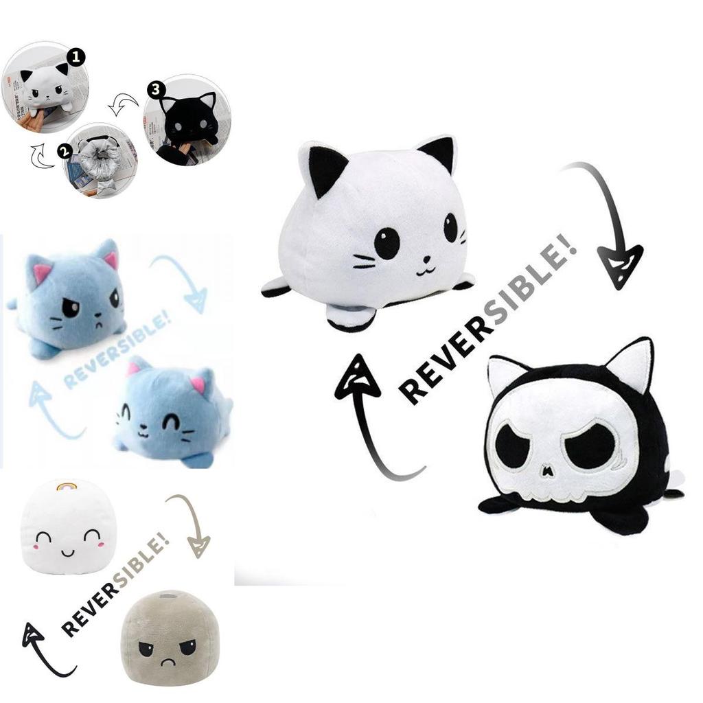 Reversible Flip Cat Plush Stuffed Toy Soft And Cute Animal Doll For Children Gifts