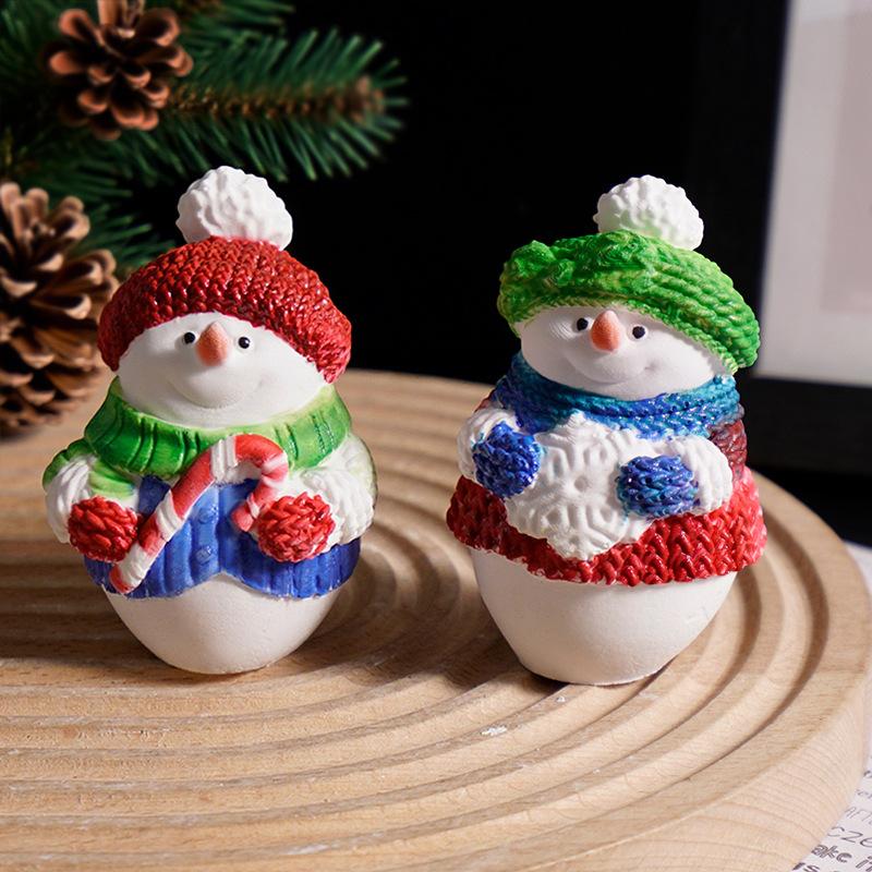 Christmas Snowman Candle Mold with Snowflake Candy Sweater Design Irregular Silicone Plaster Decorative Ornament New Mould