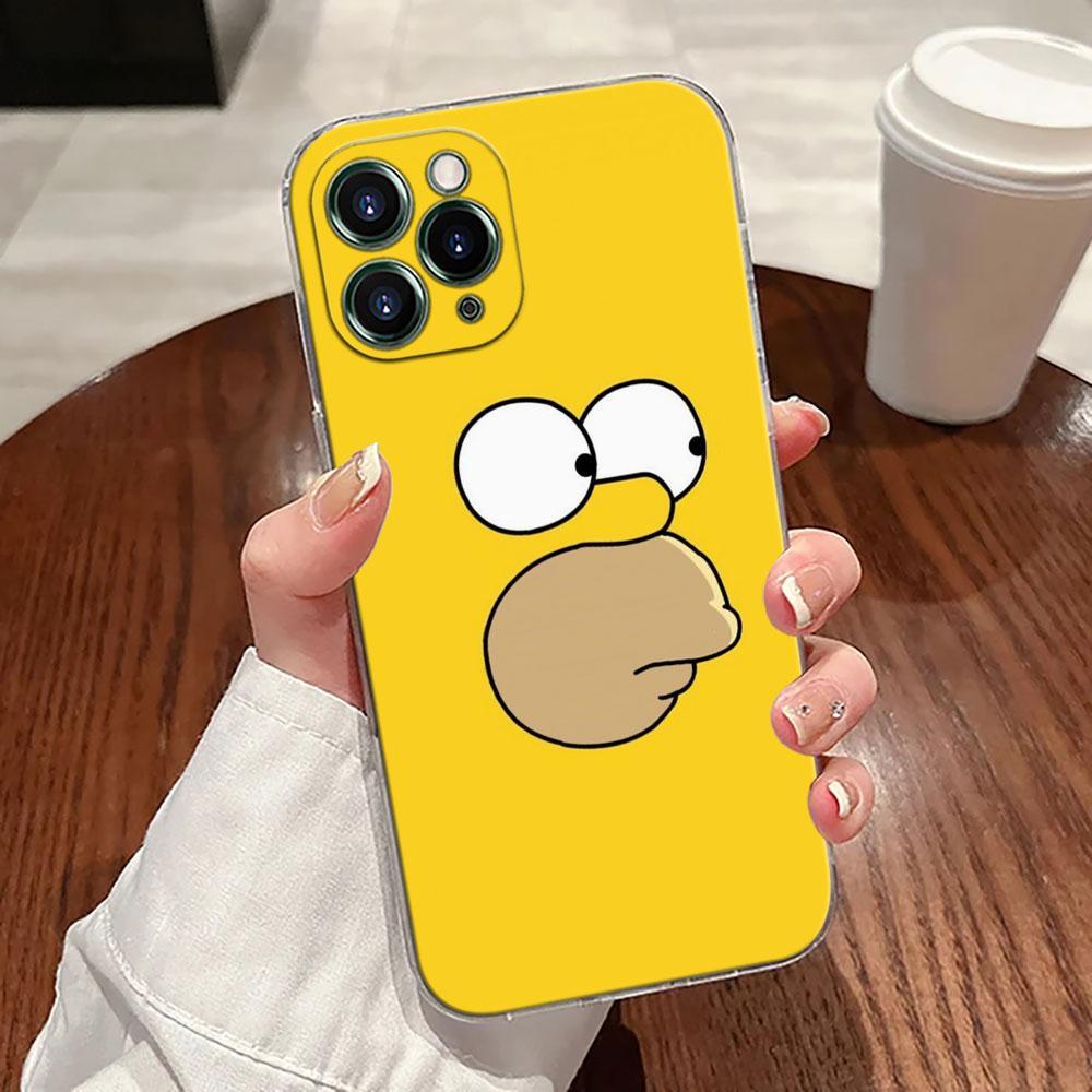 Cartoon Homer S-Simpson-Familie Transparente Handyhülle Für iPhone 17 Pro Max 17E 11 12 13 14 15 16 Pro Max Plus 17 Air 16E Hülle