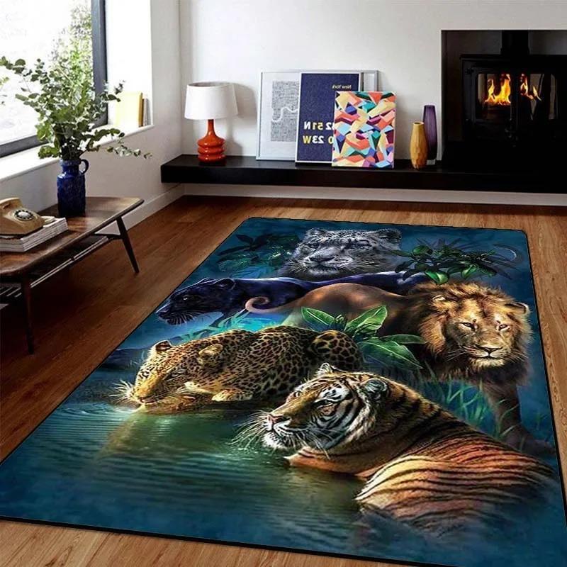 3D Animal Tiger Large Carpet Rug for Home Living Room Bedroom Sofa Doormat Decor Kids Play Area Rug Carpet Non-slip Floor Mat