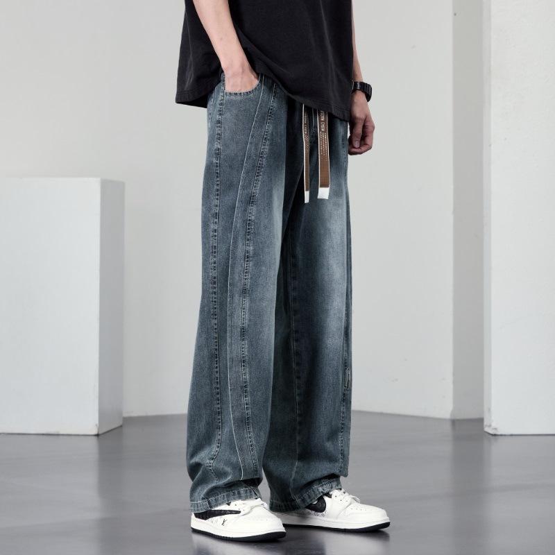 

Новые весенне-летние джинсы-шаровары мужские американские уличные прямые брюки большого размера мужские 8XL синий