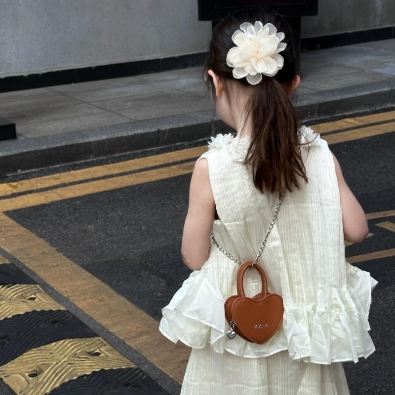 Girl Pu Crossbody Bag With Heart Design And Chain Detail For School And Casual