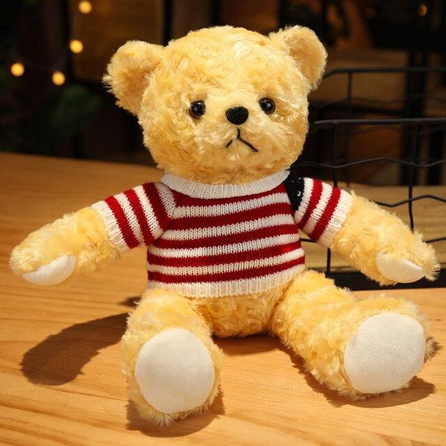 Kawaii Hug Sweater Teddy Bear Plush Dolls Lovely Bear with Clothes Holding Heart Pillow Nice Wedding Valentine 'S Gifts