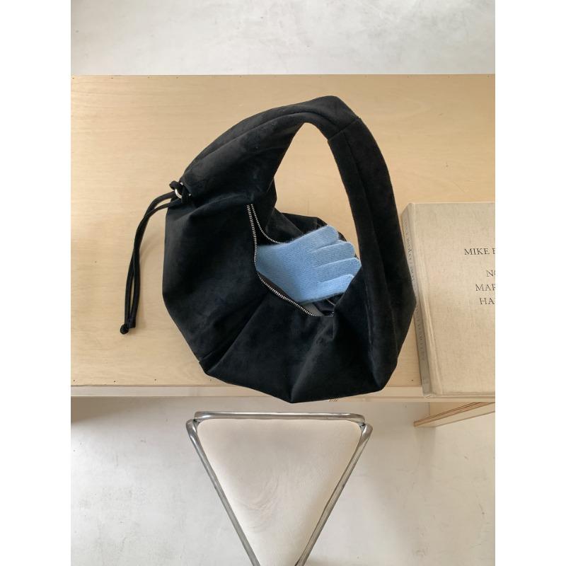 

Новая женская сумка через плечо осень и зима универсальная сумка-пельмень полумесяц модная однотонная портативная замшевая сумка чёрный