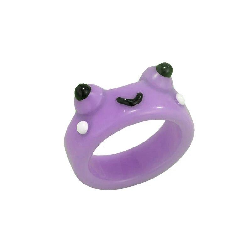 Cute Women Men Simple Design Rings Vintage Owl Frog Smiling Ring For Woman Girl Ancient Silver Color Retro Punk Jewelry Gift