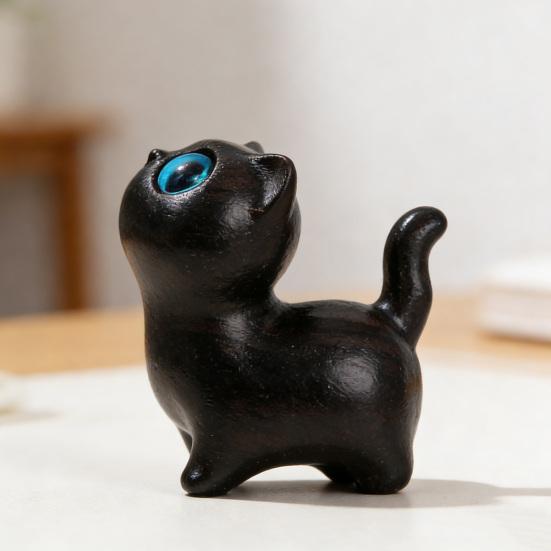 Sculptură Pisică Neagră Făcută Manual Sculptură Pisică Mică Desen Animat Figurină Pisică Rustic Mini Decor Casă Drăguț Cadou pentru Iubitorii de Pisici Colecționari