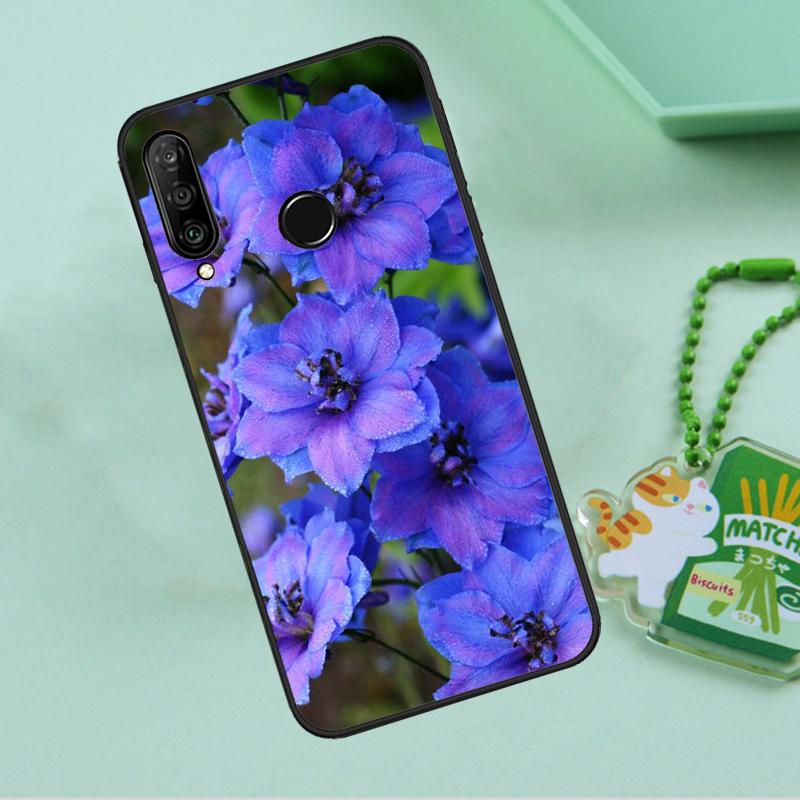 Blue Cornflowers Delphinium For Huawei Nova Y90 Y70 Y60 Y61 Y91 Y72 9 10 SE 12i 12s 11i 5T P60 Pro P20 P30 P40 Lite Case