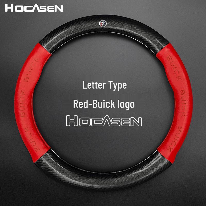 Buick Steering Wheel Cover for Envision, Regal, Excelle, Encore - Carbon Fiber Leather