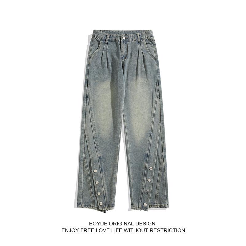 Джинсы мужские JYL Американский винтаж Тай-дай Летние Хай-стрит Модный дизайн Прямые Деним S