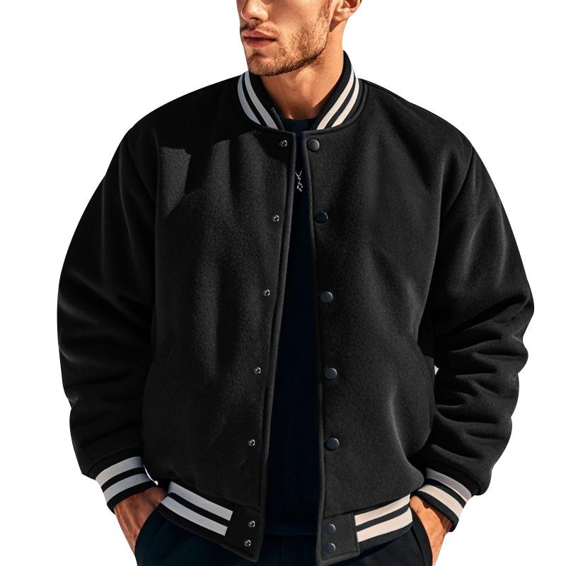 Cross-border Men's Clothing Autumn and Winter Fleece American Sports Loose Casual Stand-up Collar Men's Baseball Jersey Air Force One Flight Jacket