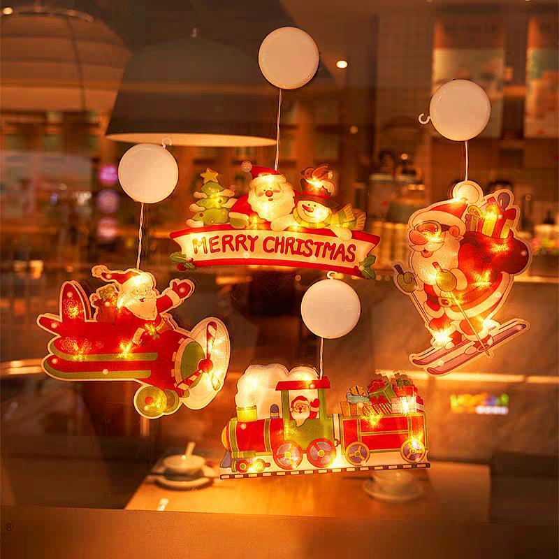 Grenzüberschreitende Weihnachts-Saugnapflichter: Weihnachtsmann, Rentier & Baumdekorationen für Schaufenster und Feiertagsatmosphäre