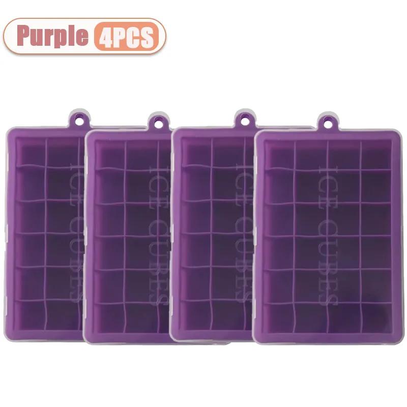 1-4PCS Silicone Ice Cube Tray 24 Cavity Square with Lid for Home Use Ice Making Tools Cold Drink DIY Ice Cream Moulds