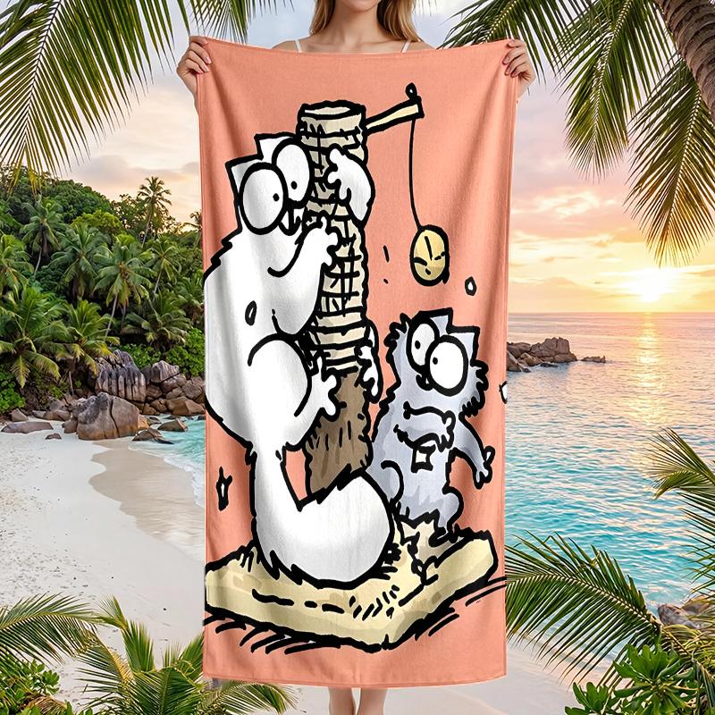 Simon'S Cat Fashion Beach Towel: Ideal for Summer Adventures Soft, absorbent and quick drying suitable for swimming and bathing