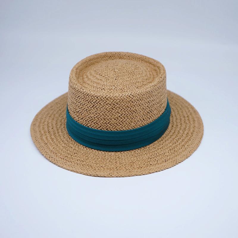 

Korean Version Of Japanese Ins Hand-Woven Flat Top Top Hat Trendy Boys And Girls Children S Summer Straw Hat Foreign Trade Export Sunshade Children s 52cm adjustable