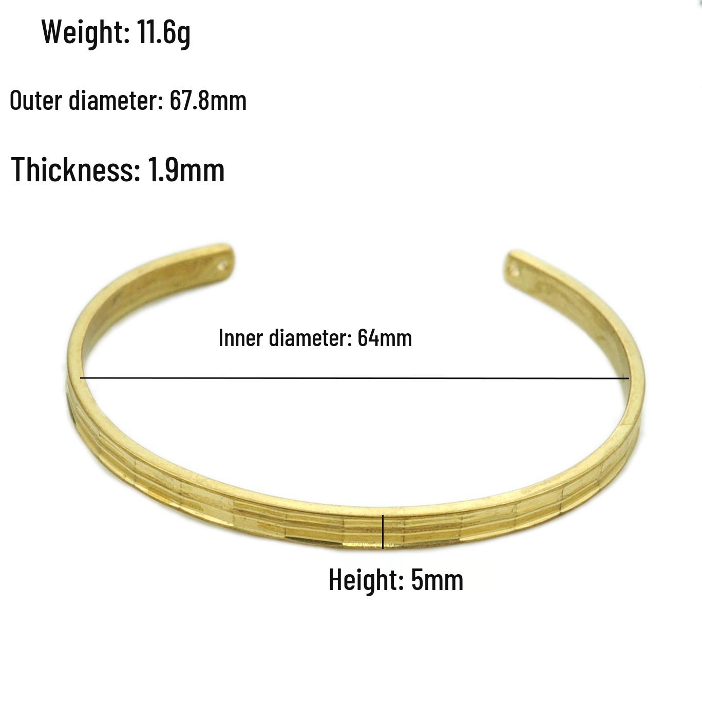 Cross-border Half-Open Hole Design Square Bamboo Joint Embossed Copper Bracelet