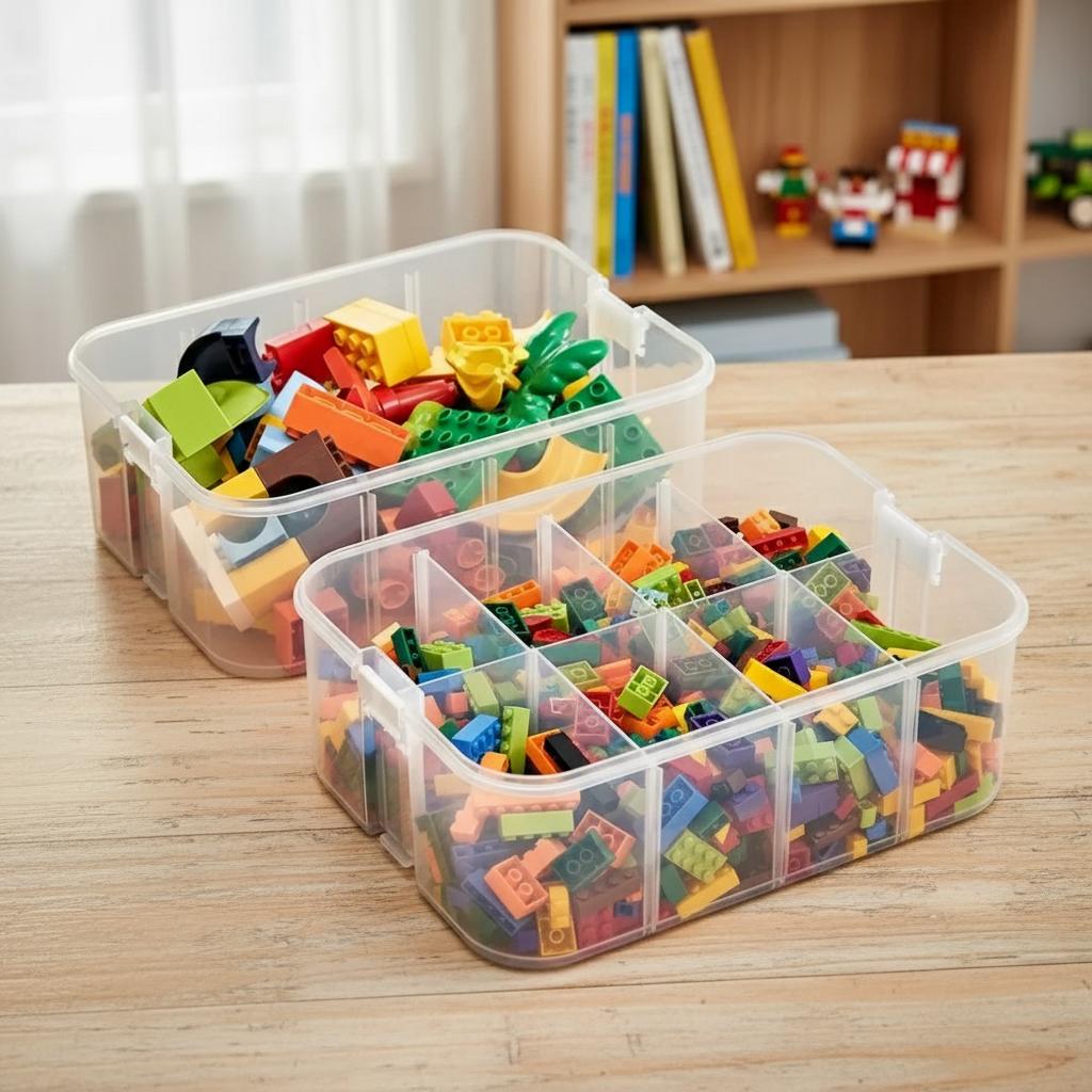 Kids Building Block Storage Box Adjustable Sundries Container Classified Small Storage Container Jewelry Organizer Box