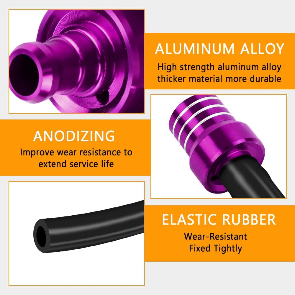 2PCS Breather Hose Gas Fuel Tank Cap, Gas Can Vent, CNC One Way Tank Valve Vent Tube with Aluminum Breather Valve, Fuel Cap Hose Tube for ATV CRF YZF