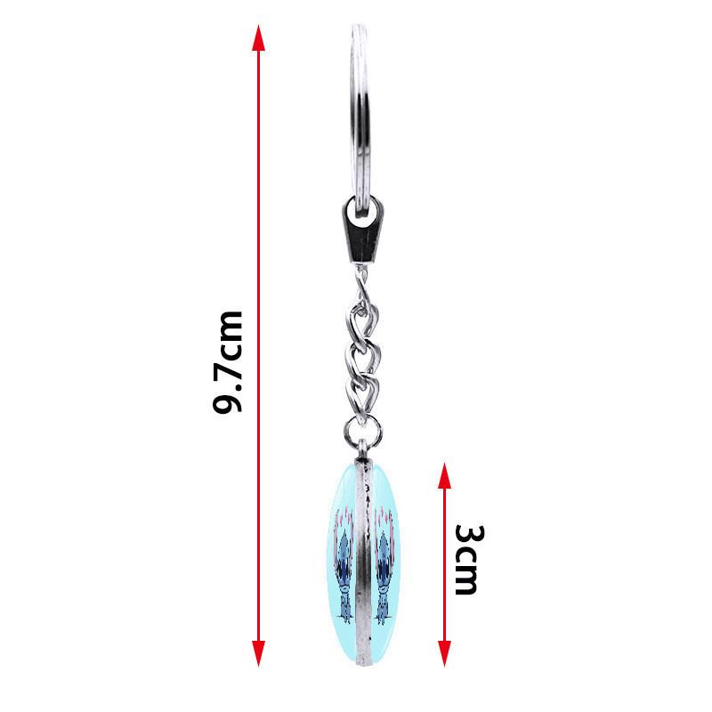 Adorable Stitch Keychain With Gemstone Double-sided Design Zinc Alloy Key Ring