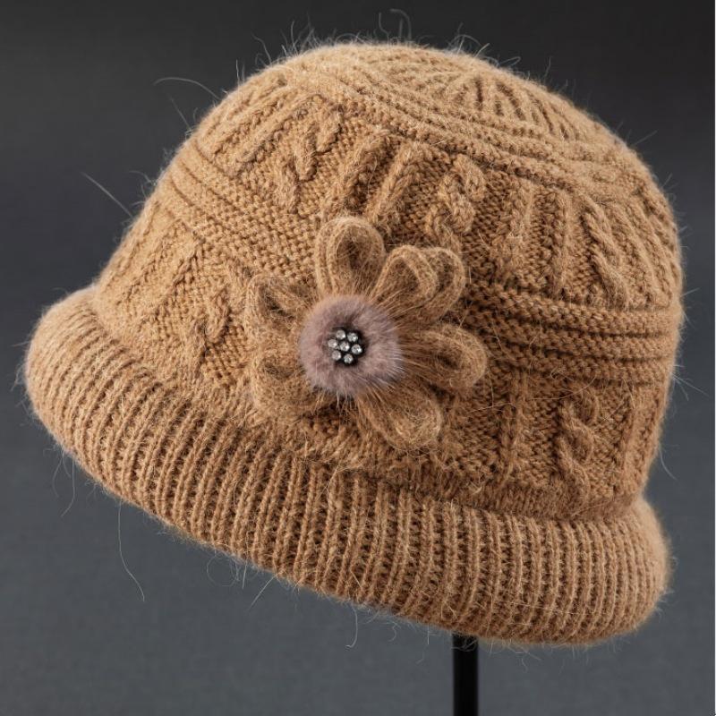Women's Winter Scarf and Hat Set: Warm Knitted Velvet Thick Wool Accessories for Middle-Aged and Elderly Moms