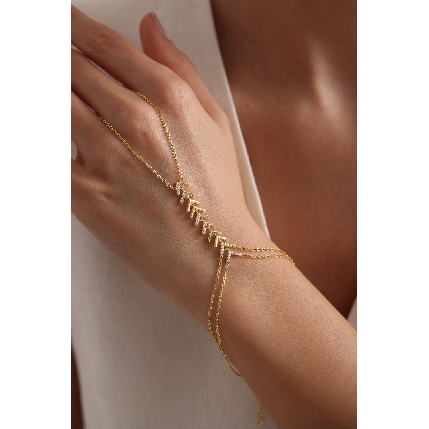 

925 Sterling Silver; Gold Coating; Zircon; Stone Virgo Model ahmeran Bracelet золотий