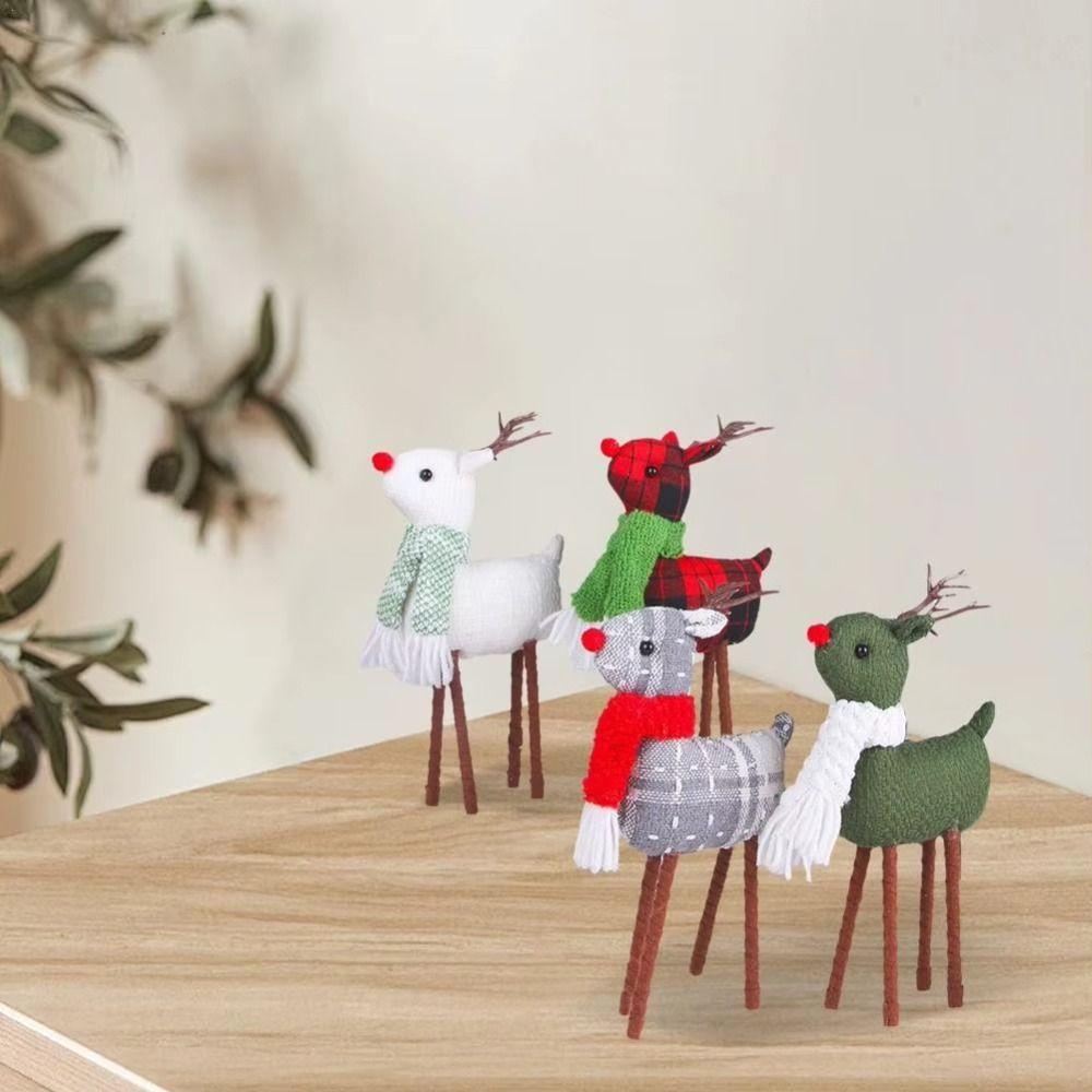 Kawaii Standing Christmas Elk Decor Mini Retro Elk Decoration Christmas Elk Figurine  Children