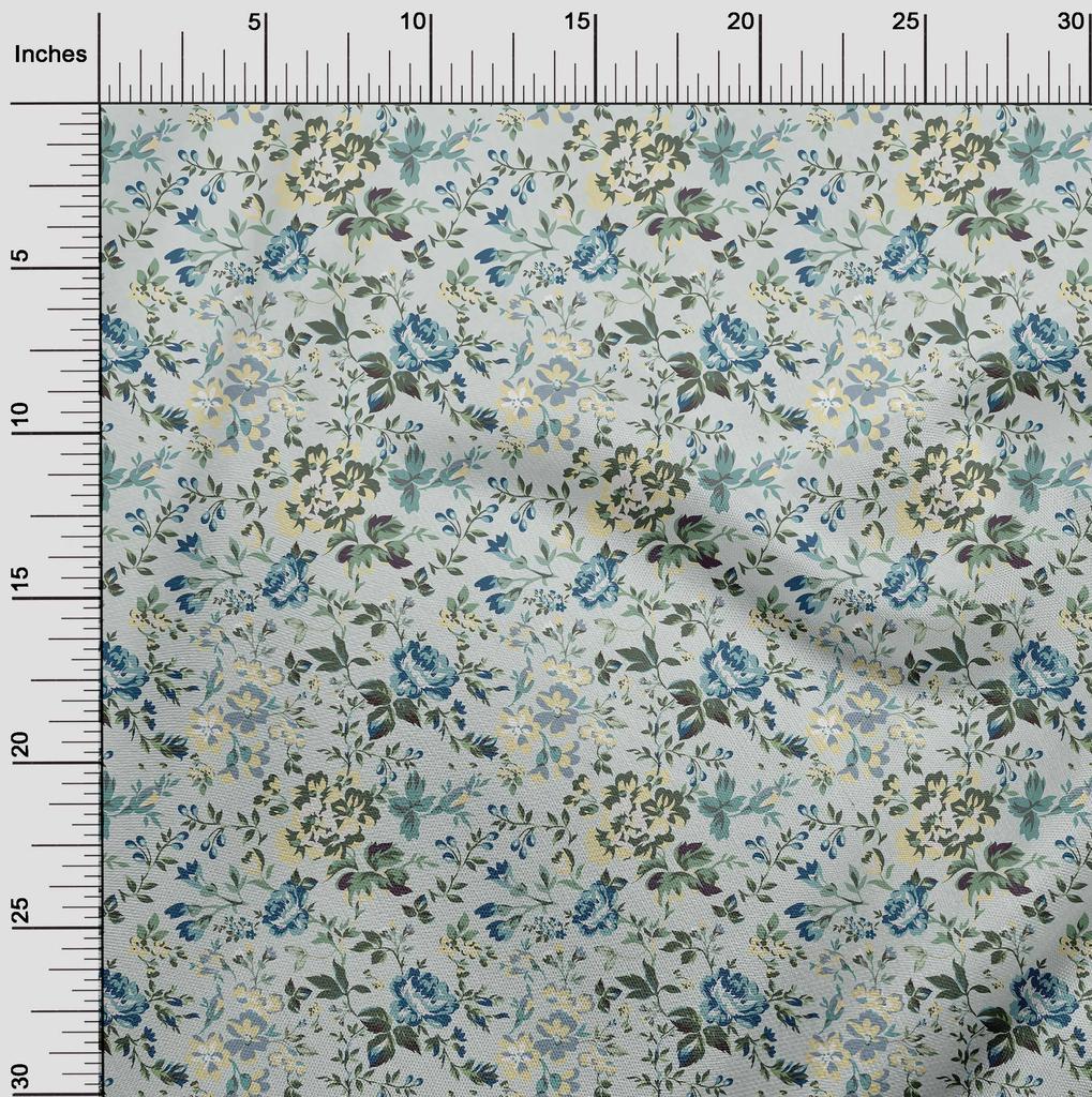 oneOone Georgette Viscose Aquamarine Fabric Florals Sewing Craft Projects Fabric Prints By Yard 42 Inch
