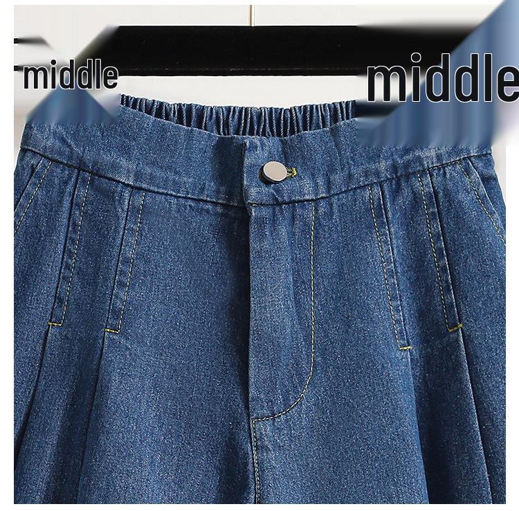 Plus Size Women's High Waist Denim A-Line Shorts - 200 lbs Summer Loose Fit Hot Pants
