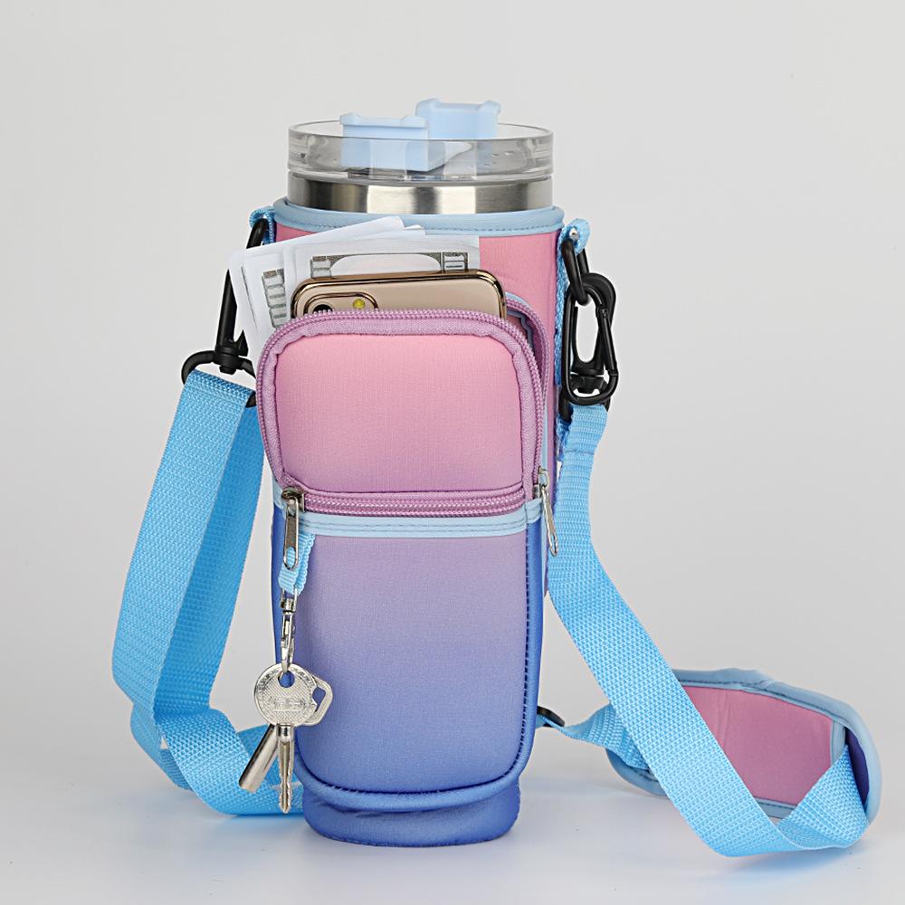 Water Bottle Carrier Bag for Stanley 40/30 oz Tumbler with Phone Pocket Strap Water Bottle Pouch for Stanley Cup Accessories