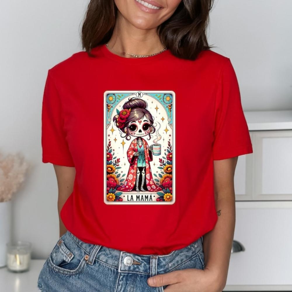 La Mamá Tarotkort Skjorte Morsom Meksikansk Mamma T-skjorte Spansk Morsdag Latina Skjelett Catrina Mamma Klær Komfortabel