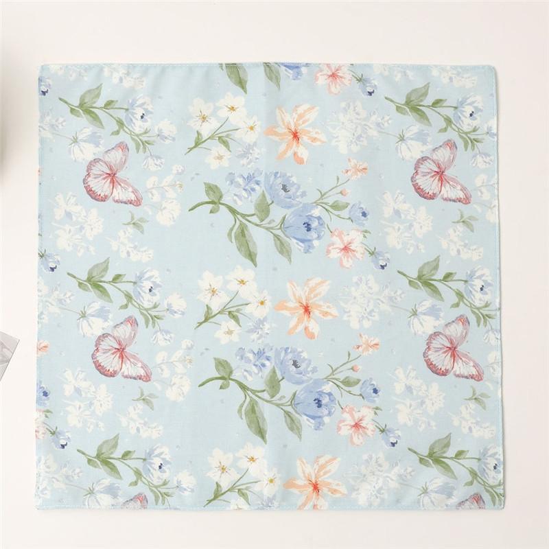 1Pc 34x34cm Thin Cotton Retro Flower Printed Women Pocket Handkerchief Scarf Absorbent Wipe Sweat Towel