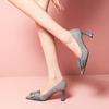 Women's Shoes Rhinestone Blue High Heels Ladies Pumps Pointed Toe On Promotion 39 with Discount Young Popular Non Slip Quality