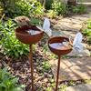 Ground Insert Rusty Metal Bird Feeder Vintage Iron Rain Catcher Bird Bath  Patio Landscaping
