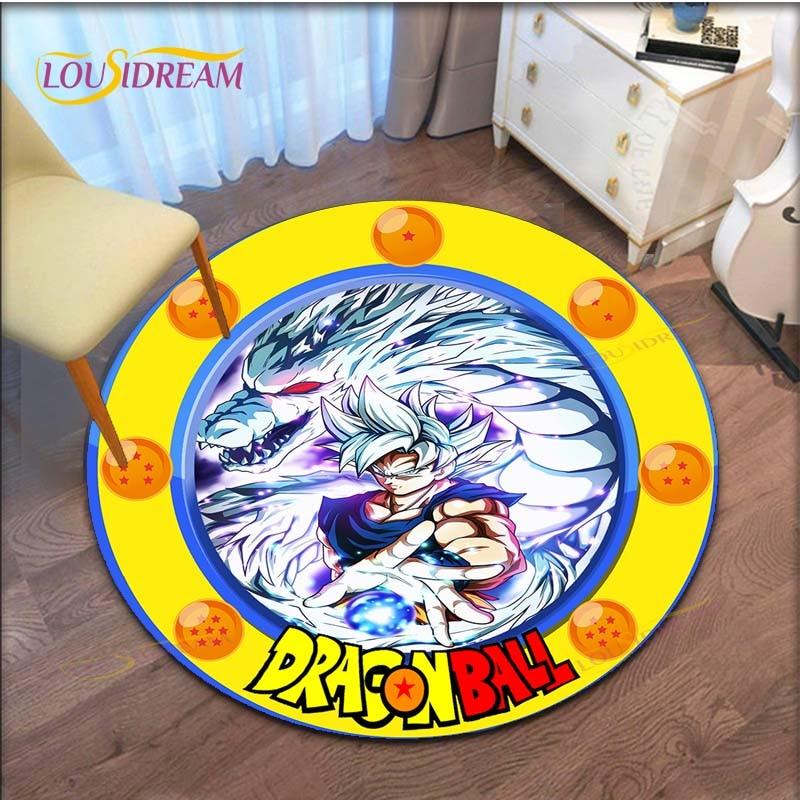GOKU Carpet Cartoon Dragon Ball Non-slip Floormat Area Rug Round Play Mat for Playroom Kidsroom  Rugs for Bedroom