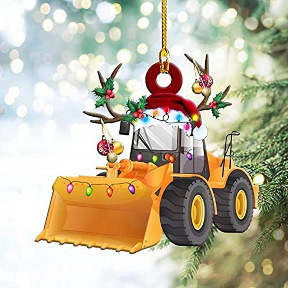 Christmas Tree Pendant Hanging Decoration Gift Personalized Fire Truck Vehicle Truck Boat Excavator Pendant