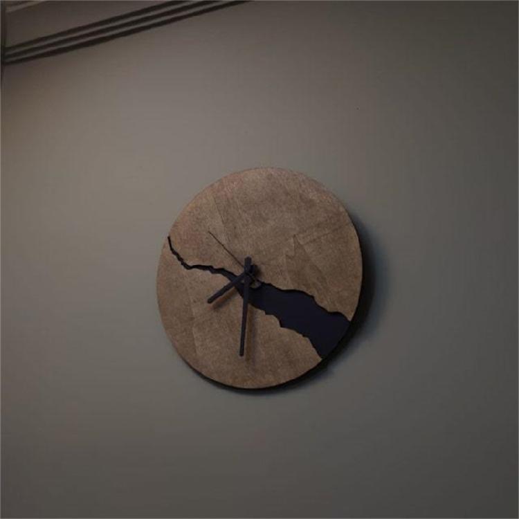 Moderne Wanduhr mit Rissmuster ohne Ticken Holz 30cm Hängeuhren für Büro Wohnzimmer Küche Schule
