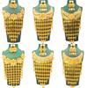 Arab Dubai Gold Plated Jewelry Tassel Necklace Earrings Set Kenyan Ethnic Style African Wedding Jewelry Women