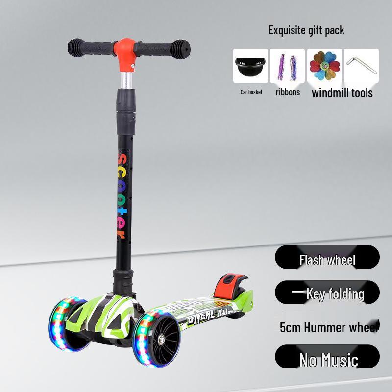 Представляем:  Детский самокат «Три в одном» со складной конструкцией, светящимися колесами, музыкой и подсветкой