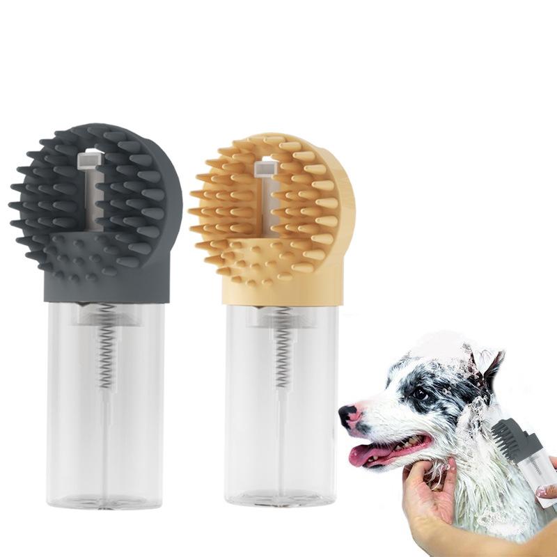 Multifunctional Soft Silicone Dog Hair Brush with Visible Bottle Gentle Massage Bath Detachable Cat Comb Dog Grooming Equipment