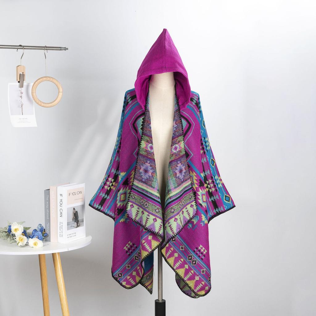 Large Shawl Cape For Men And Women With Hats In All Seasons, Thickened Scarf For Travel To Keep Warm, Literary Wear Cape