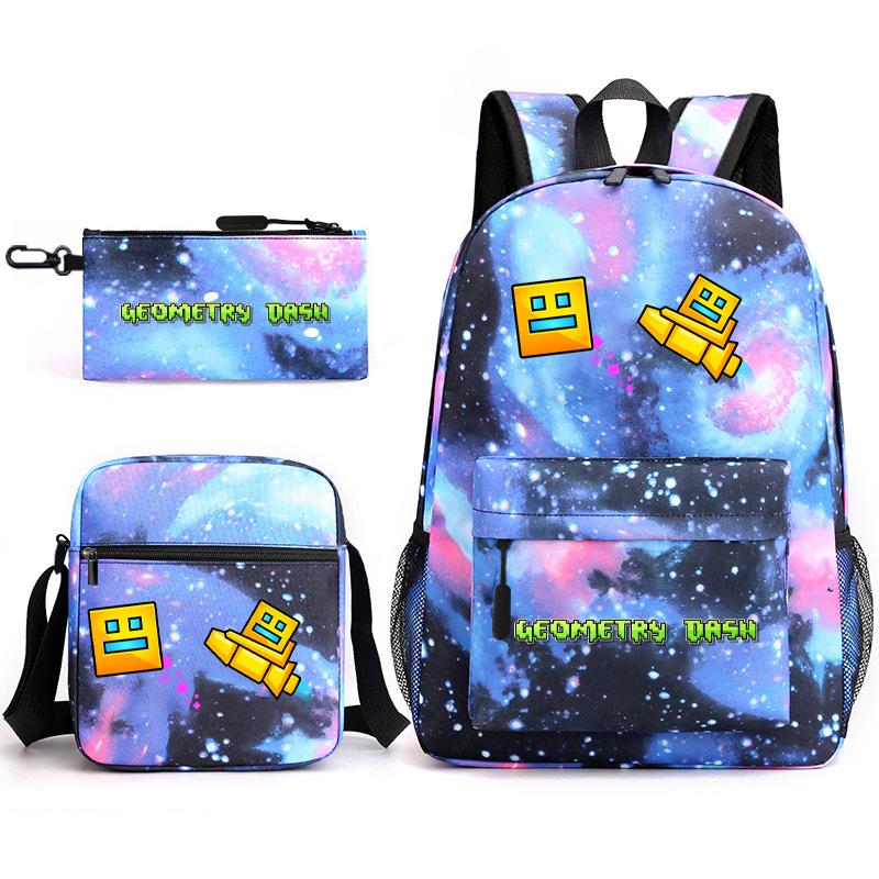 Geometry Sprint Game Backpack Geometry Dash Heat Transfer Backpack Elementary School Bag Leisure Bag
