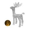 Lighted Reindeer Figurine 3D Metal Standing Deer Statue with LED Light for Outdoor Christmas Lawn Yard Decor