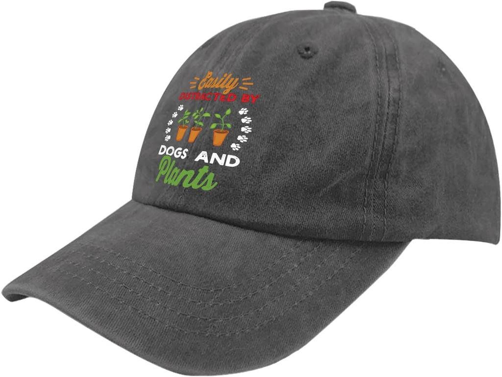 Easily Distracted by Dogs and Plants Baseball Cap Polyester Casual Adult Unisex Garden Hat