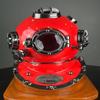 45.72 cm Red Deep Sea Scuba Divers Diving Helmet with Wooden Base Marine Nautical Boston Scuba Diving Helmet Best gift Item